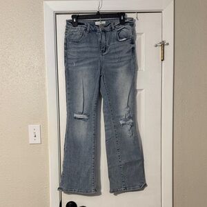 Risen Distressed Blue Flare Jeans